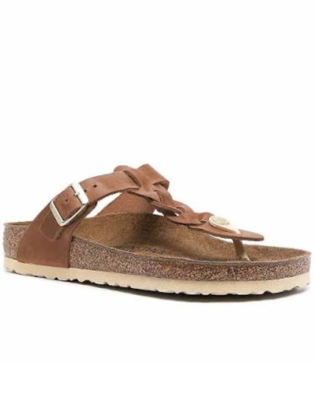 NWT Birkenstock Women's Gizeh Braid Oiled Leather Sandals - Cognac